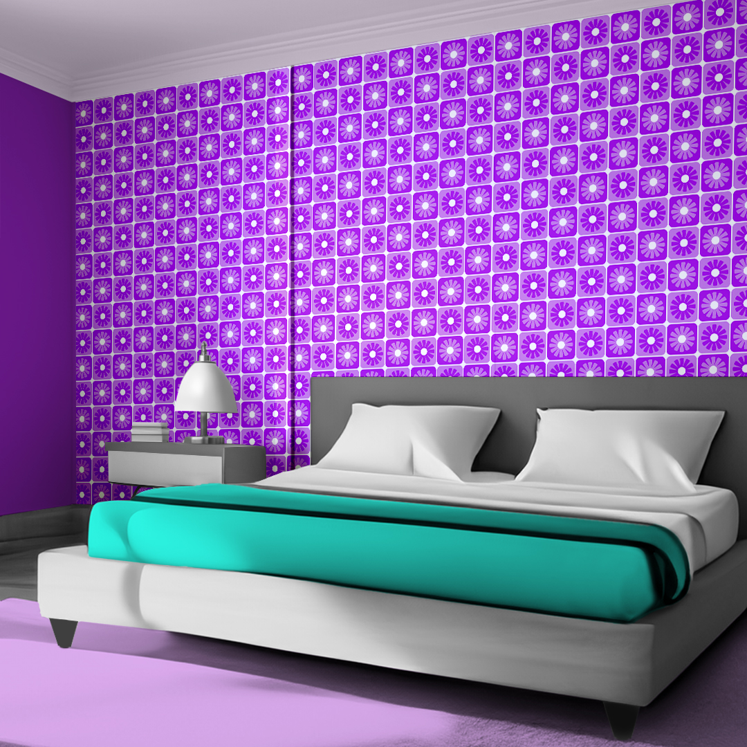 An abstract composition featuring irregular, rounded shapes in vibrant colors. The main colors include bright green, lime green, turquoise, and dark blue, all separated by white, jagged outlines. The shapes overlap and intersect dynamically, forming an energetic and playful pattern. The overall texture has a fabric-like appearance with subtle horizontal and vertical lines running through the colors.